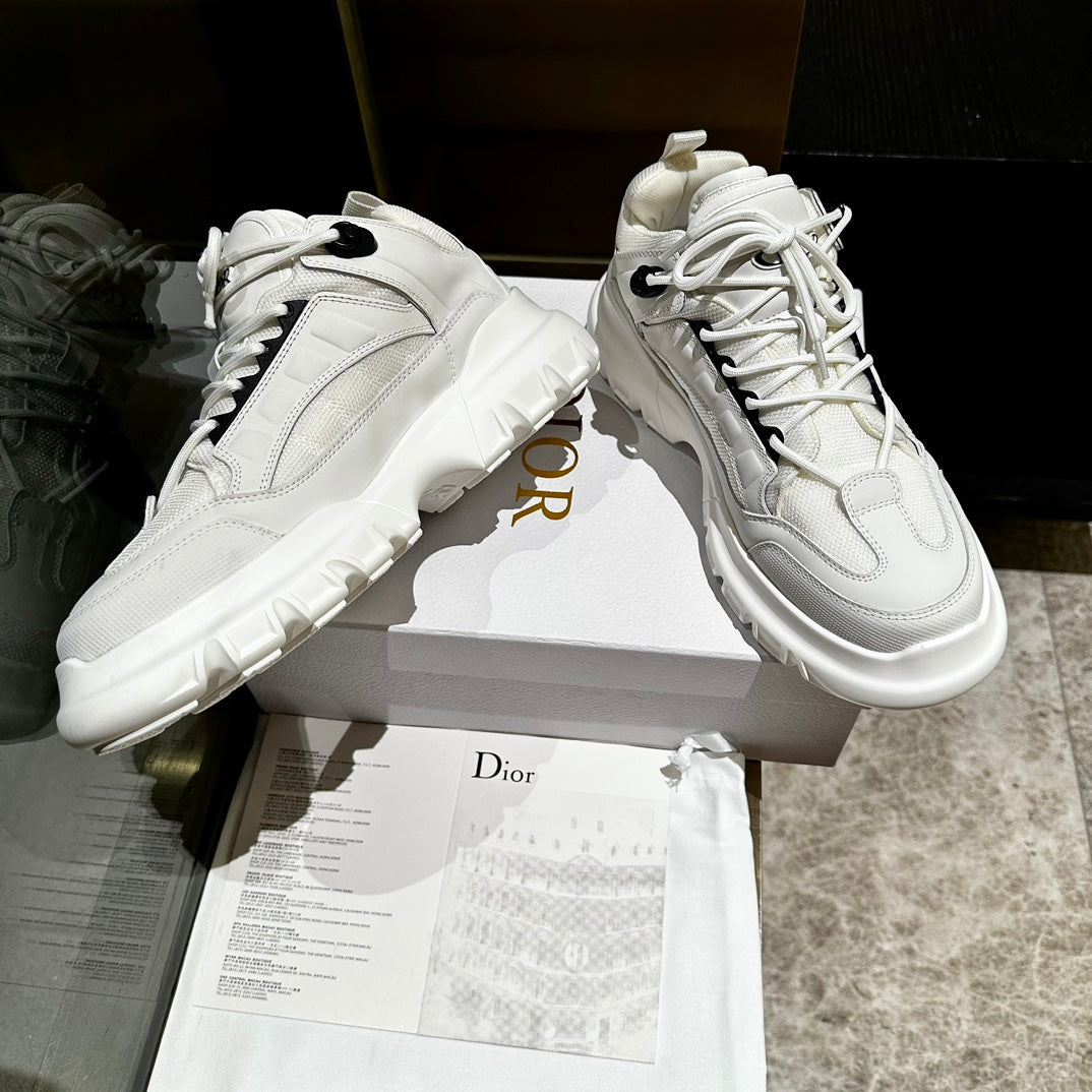 Dior C'Est Sneaker in White Calfskin and Breathable Mesh