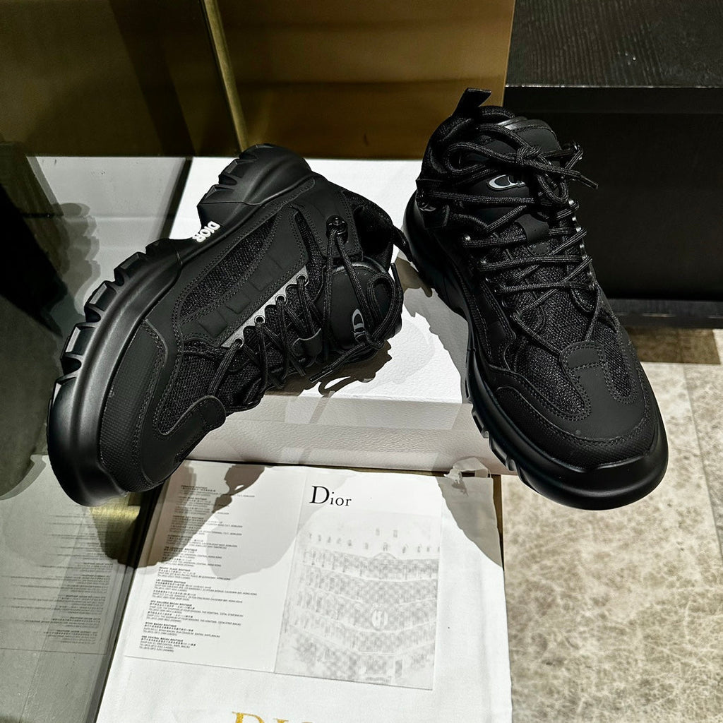 Dior C'Est Sneaker in Black Calfskin and Breathable Mesh