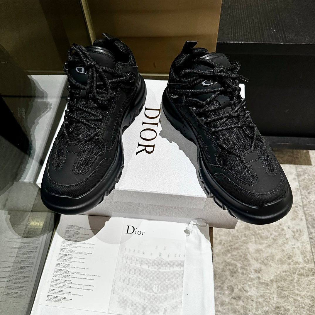 Dior C'Est Sneaker in Black Calfskin and Breathable Mesh