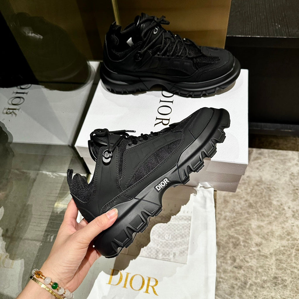 Dior C'Est Sneaker in Black Calfskin and Breathable Mesh