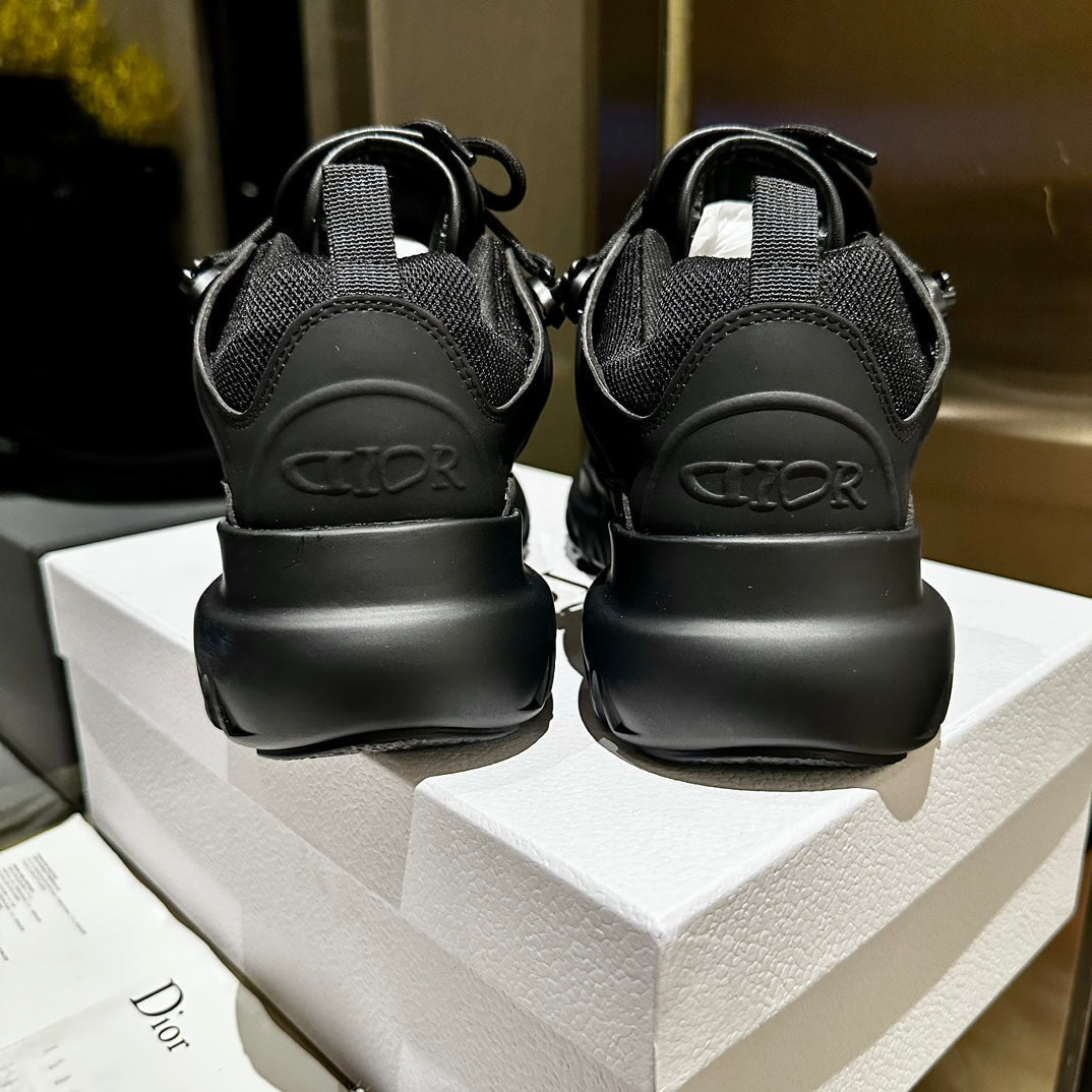 Dior C'Est Sneaker in Black Calfskin and Breathable Mesh