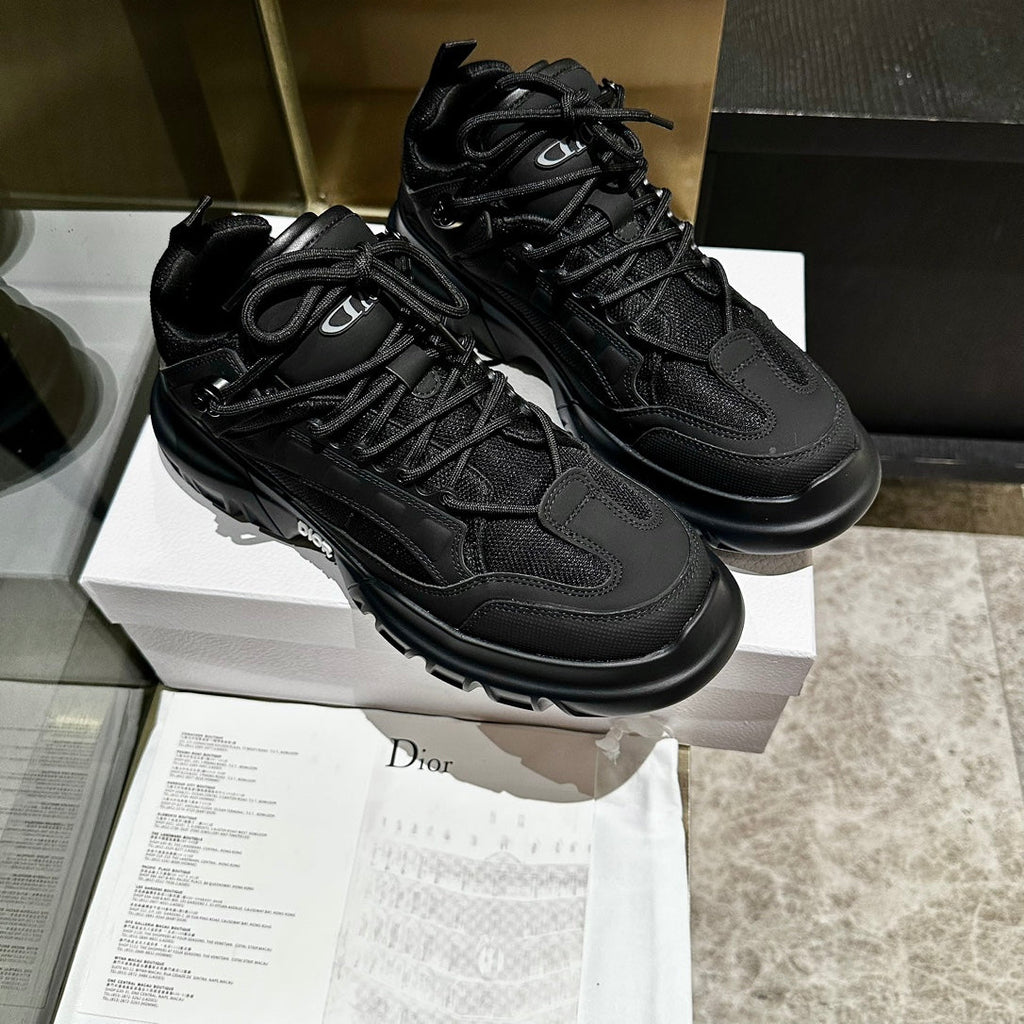Dior C'Est Sneaker in Black Calfskin and Breathable Mesh