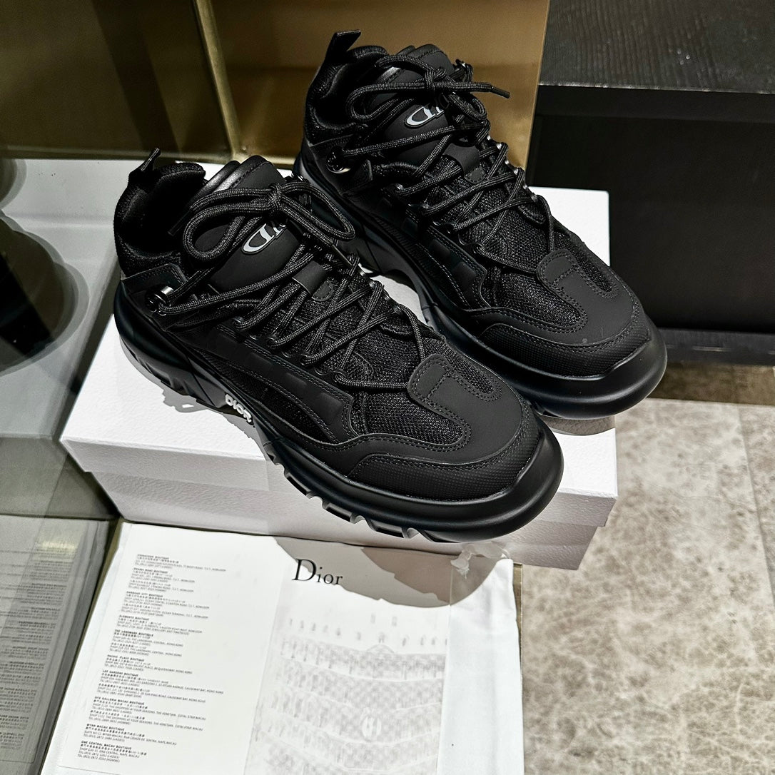 Dior C'Est Sneaker in Black Calfskin and Breathable Mesh