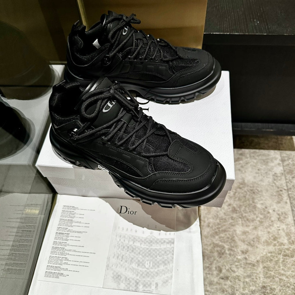 Dior C'Est Sneaker in Black Calfskin and Breathable Mesh
