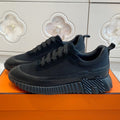 Hermes Bouncing Sneaker in Black Graphic Mesh and Calfskin