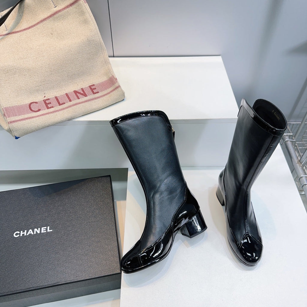 Chanel Short Boots 25S 45 mm in Black Lambskin