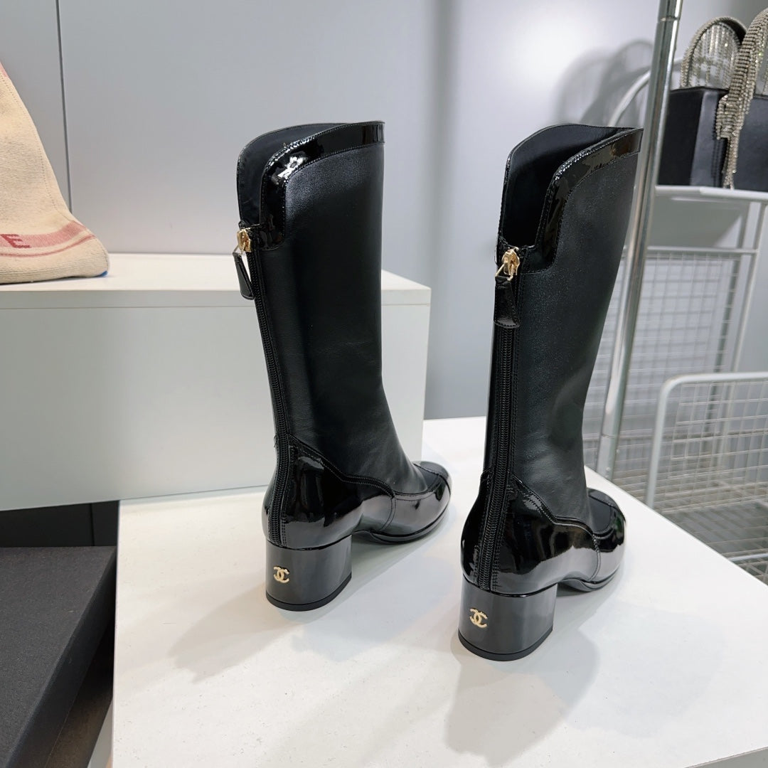 Chanel Short Boots 25S 45 mm in Black Lambskin