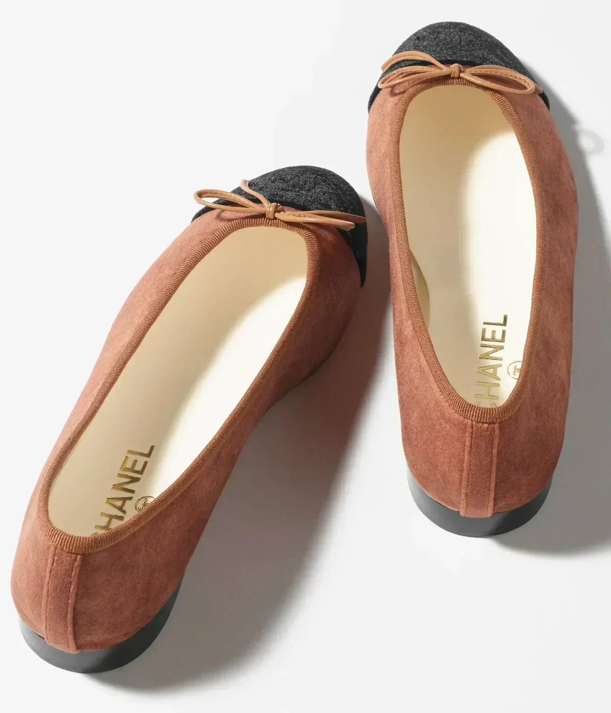 Chanel Ballet Flats Brown Black Velvet