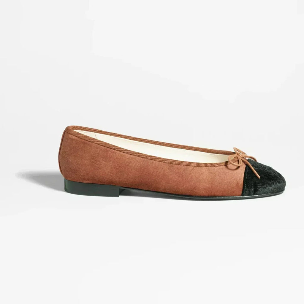 Chanel Ballet Flats Brown Black Velvet