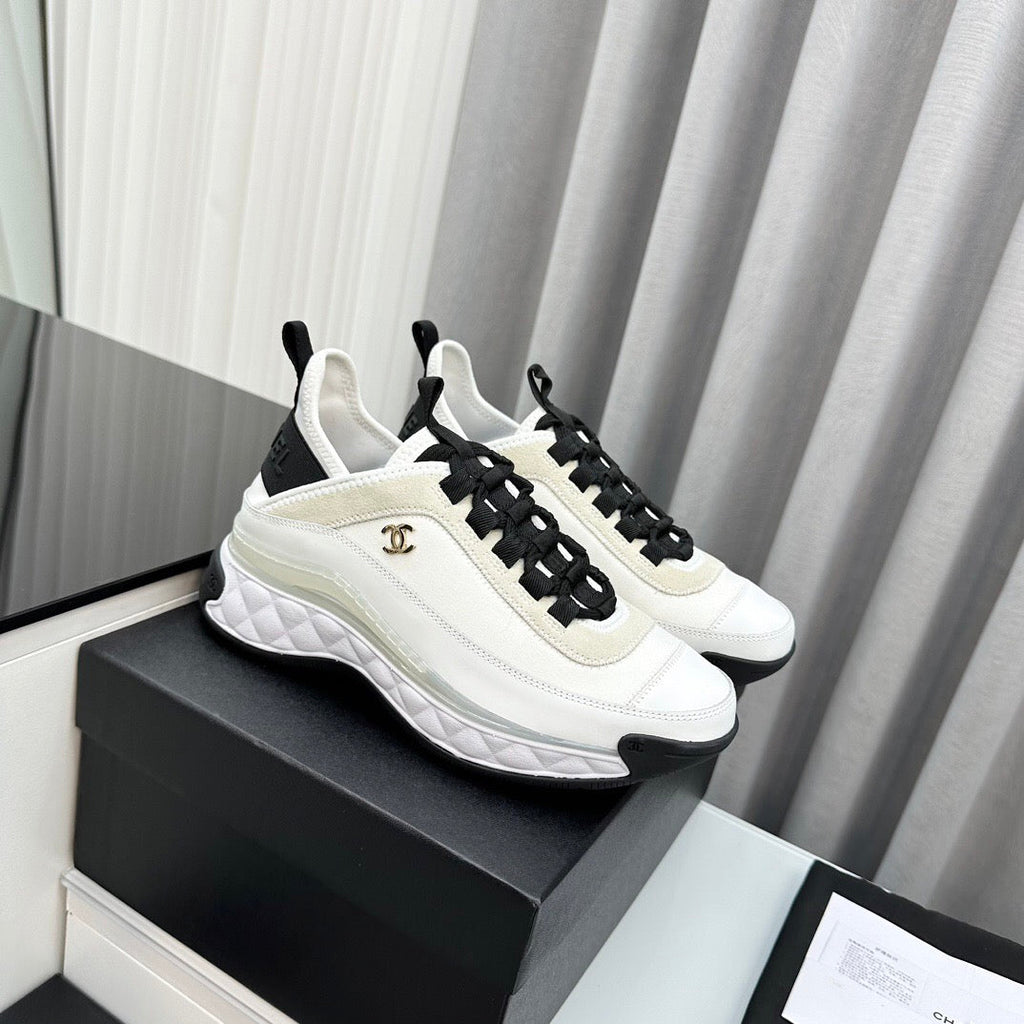 Chanel Bubble Quilted Trainer Sneaker White