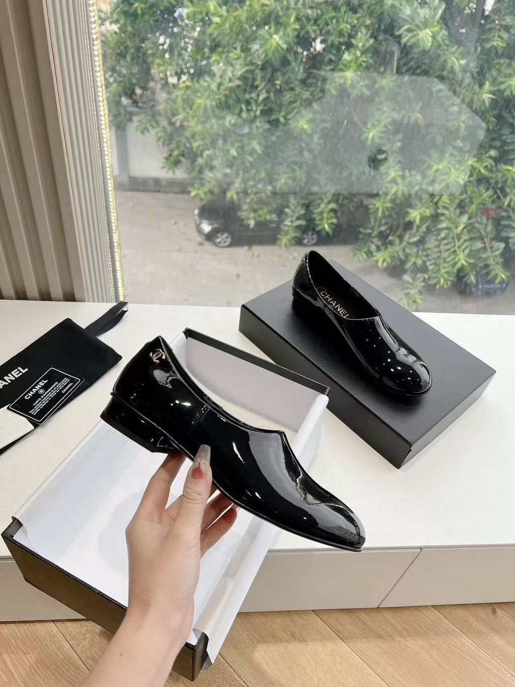 Chanel Moccasins Black Patent Calfskin Ghw