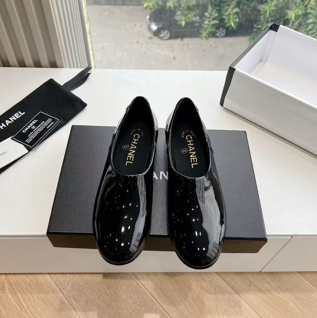 Chanel Moccasins Black Patent Calfskin Ghw