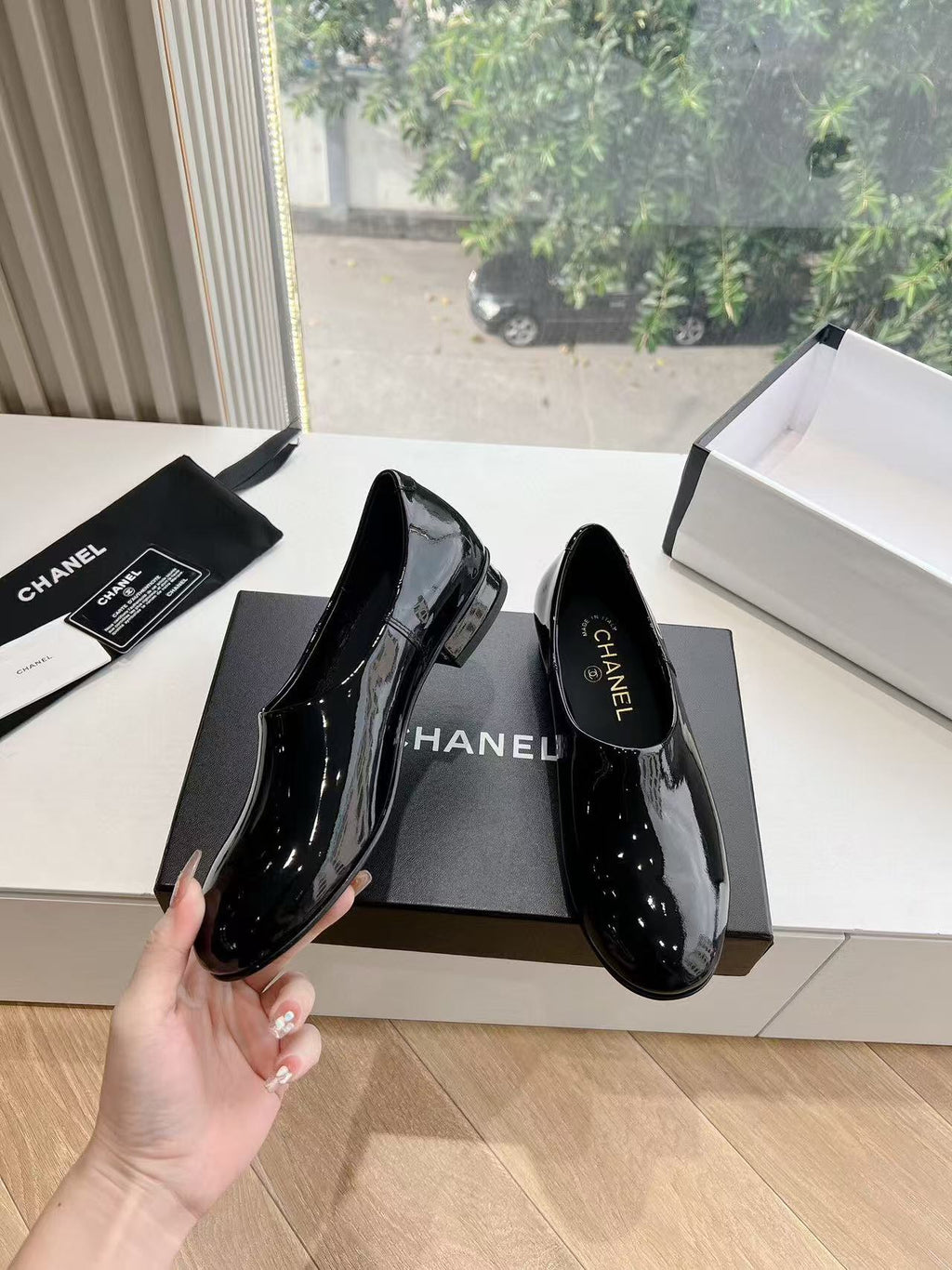 Chanel Moccasins Black Patent Calfskin Ghw