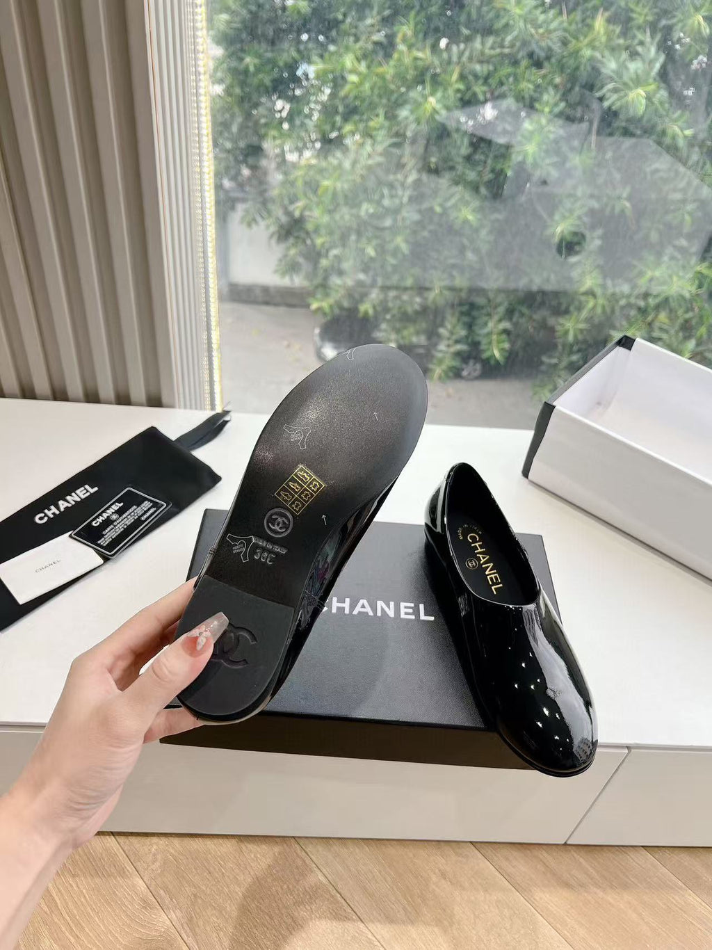 Chanel Moccasins Black Patent Calfskin Ghw