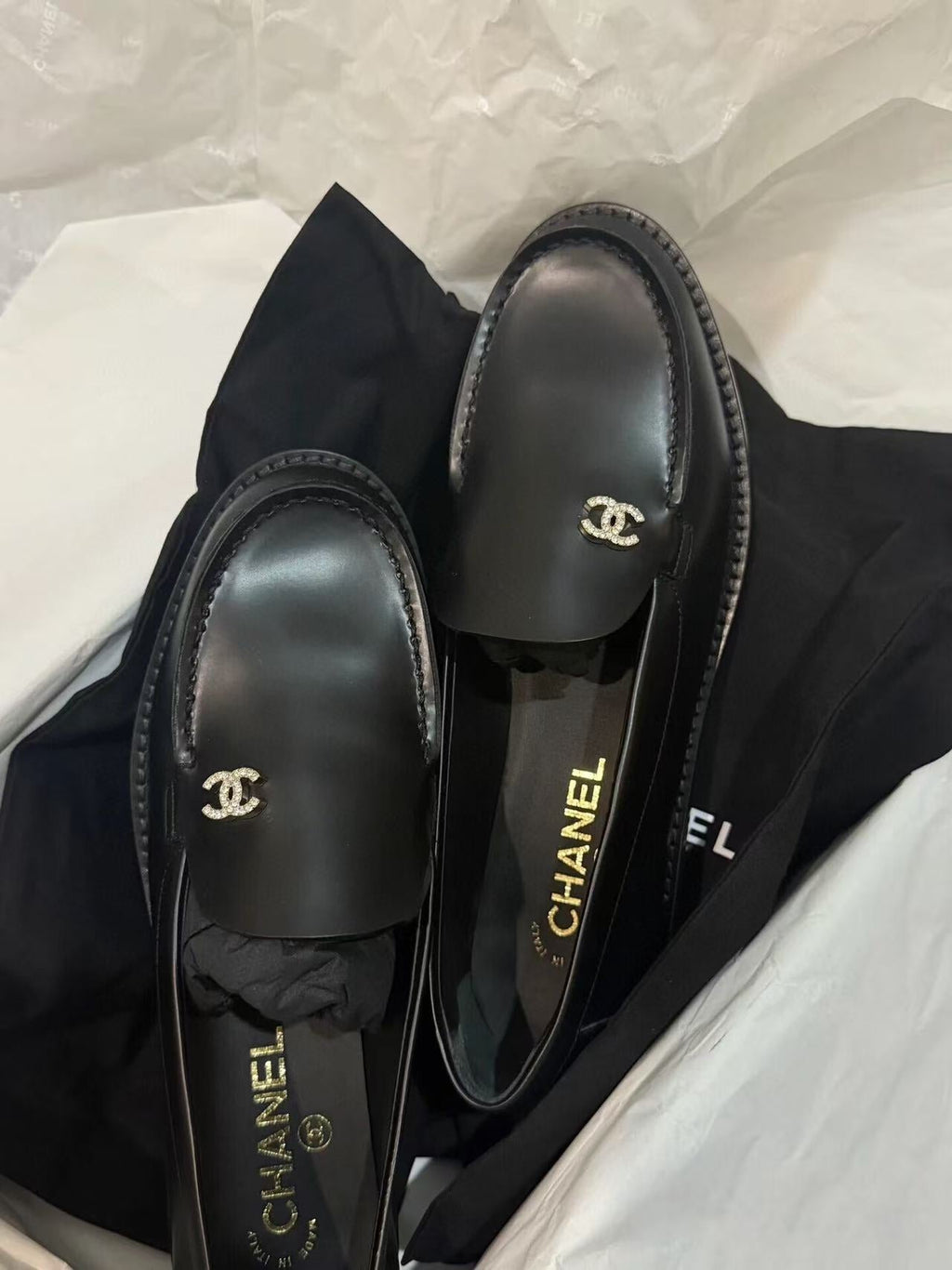 Chanel Moccasins 2025 in Black Calfskin