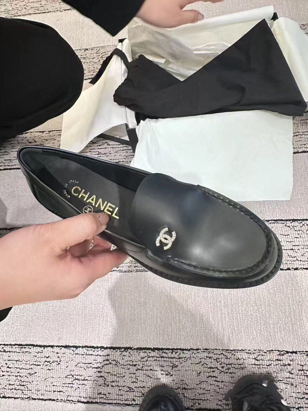 Chanel Moccasins 2025 in Black Calfskin