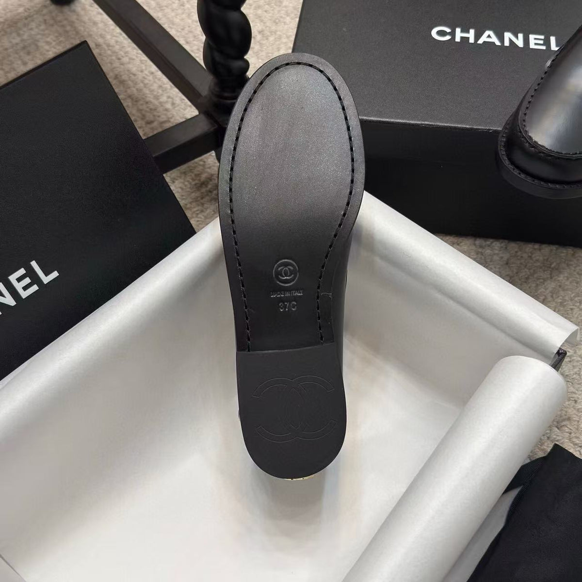 Chanel Moccasins 2025 in Black Calfskin