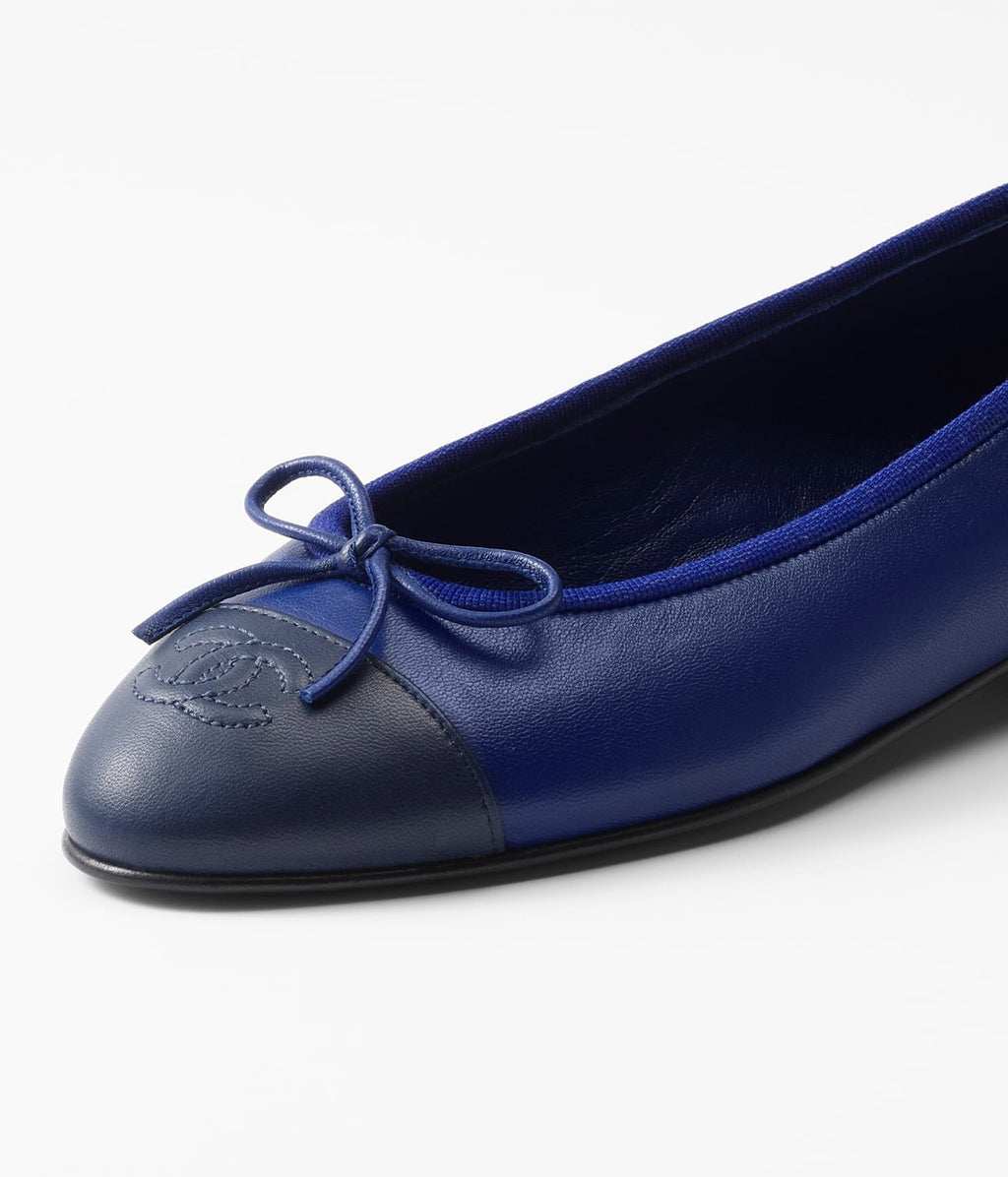 Chanel Ballet Flats Navy Blue Black Lambskin