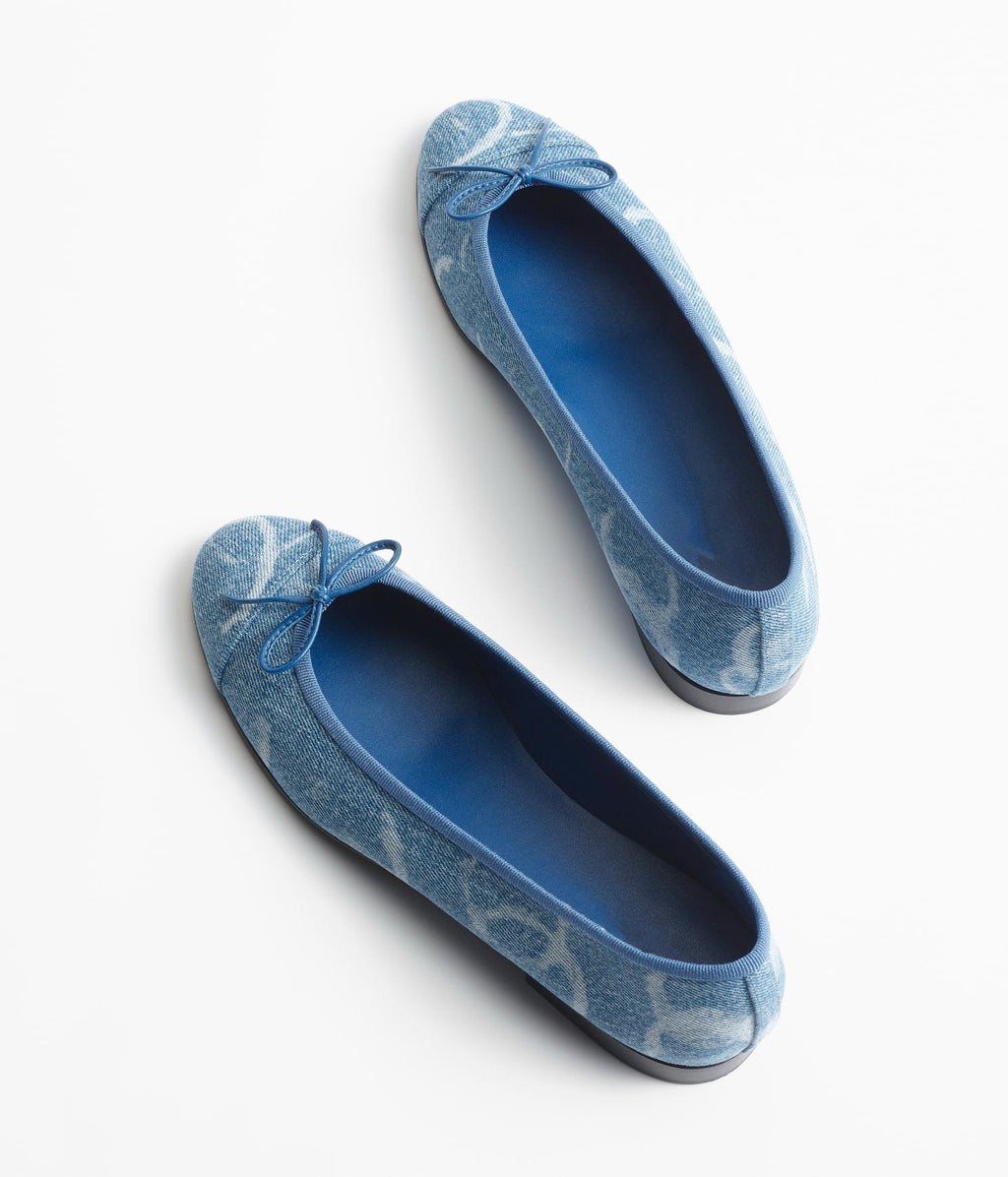 Chanel Ballet Flats Light Blue White Denim