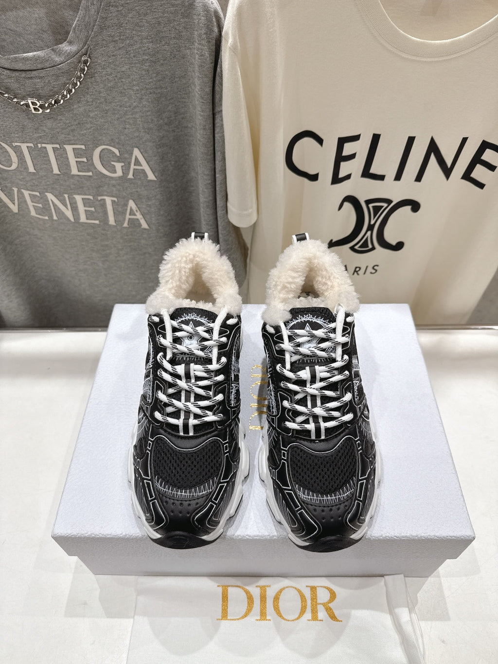 Dior Chrono Sneaker 25S in Black Lambskin and Mesh Fabric Style 3