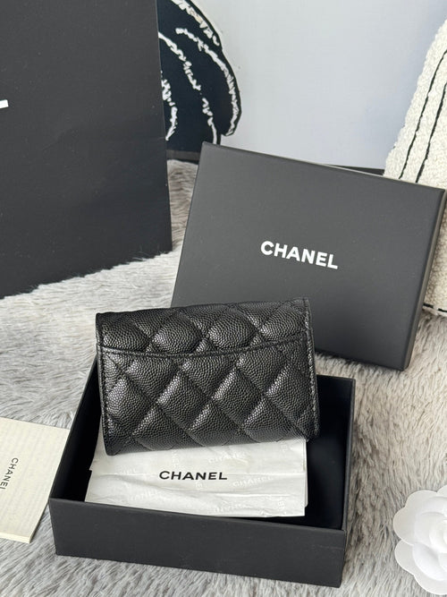 Chanel 25S Classic Flap Card Holder 11 in Black Caviar Silver Hardware