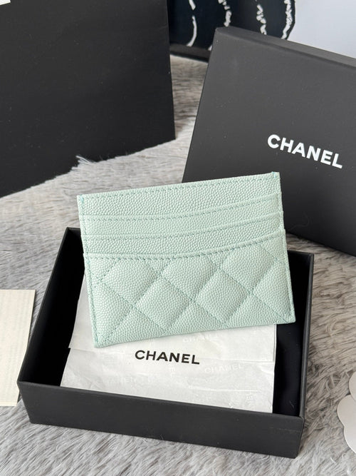 Chanel 25S Card Holder 11 in Soft Mint Caviar Gold Hardware