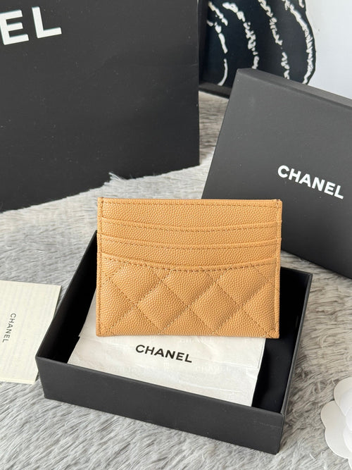 Chanel 25S Card Holder 11 in Golden Caramel Caviar Gold Hardware