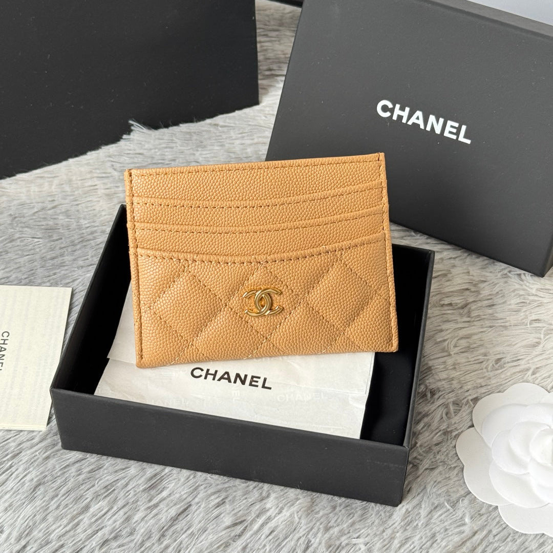 Chanel 25S Card Holder 11 in Golden Caramel Caviar Gold Hardware