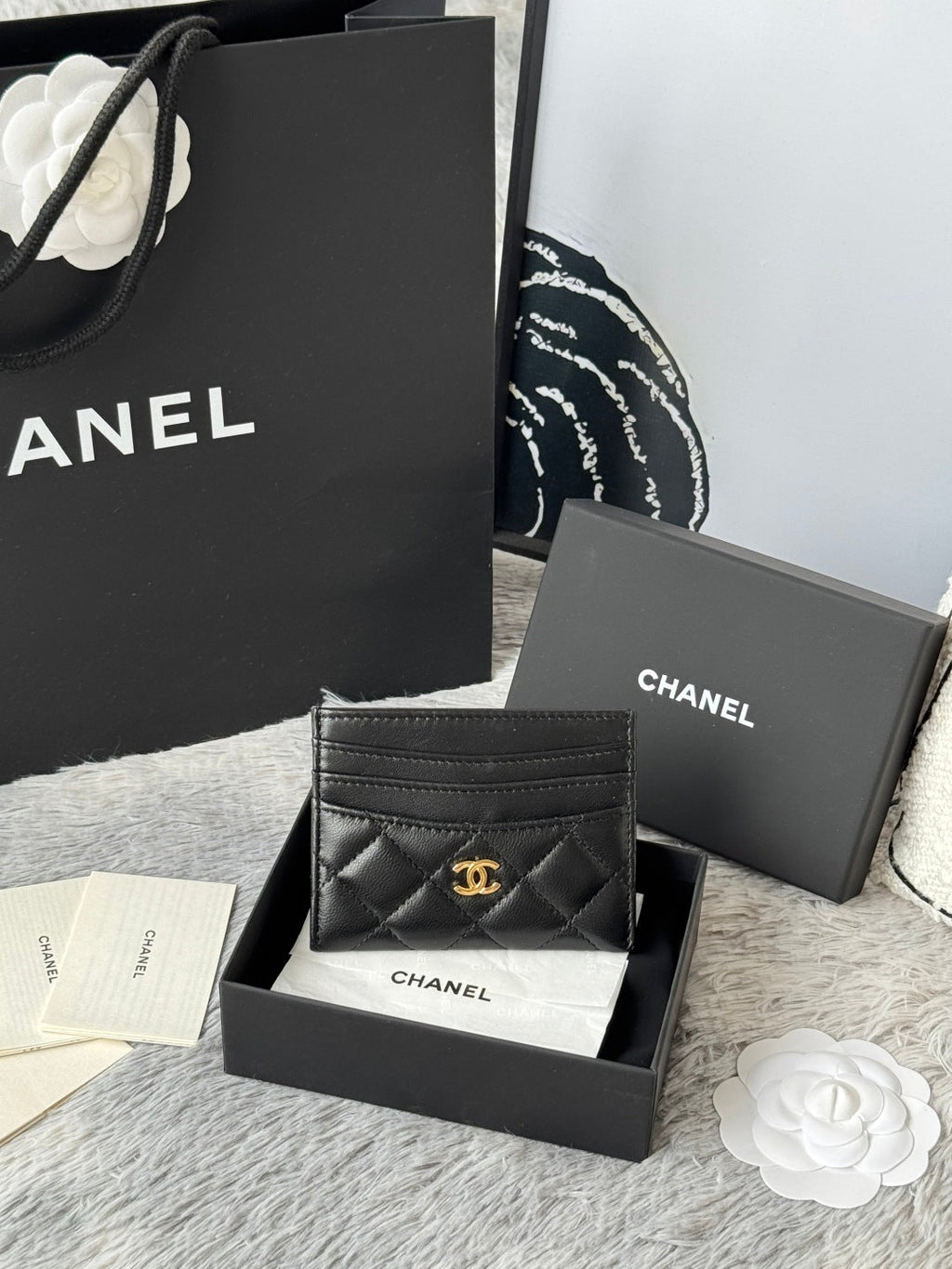 Chanel 25S Card Holder 11 in Black Lambskin Gold Hardware