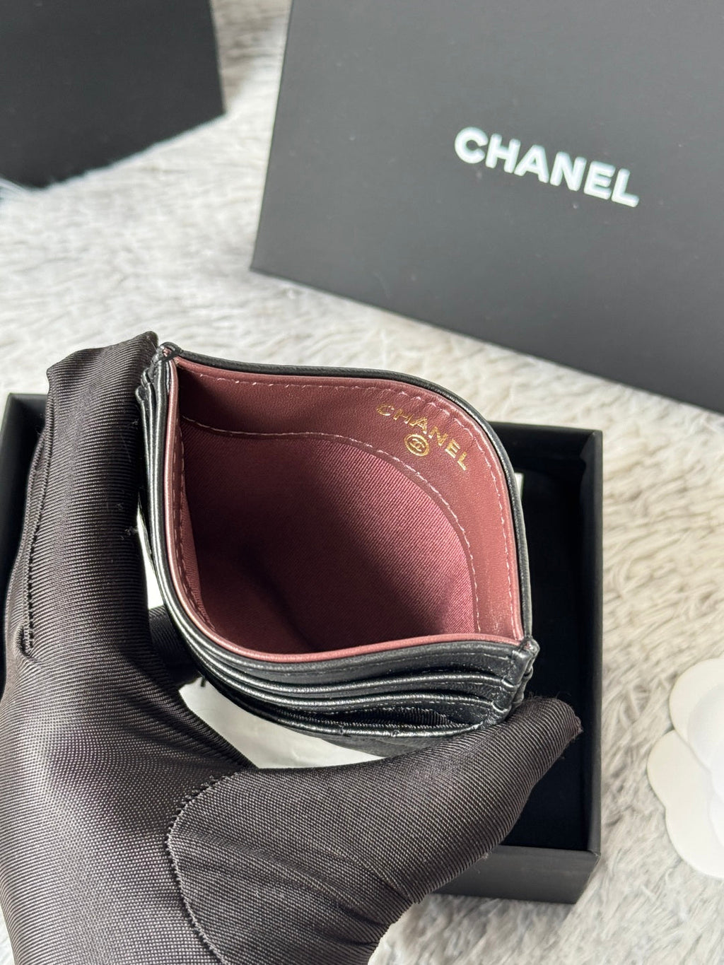 Chanel 25S Card Holder 11 in Black Lambskin Gold Hardware
