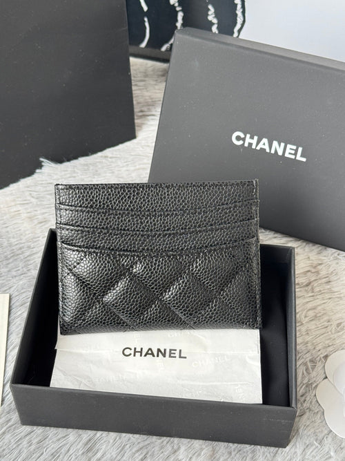 Chanel 25S Card Holder 11 in Black Caviar Silver Hardware