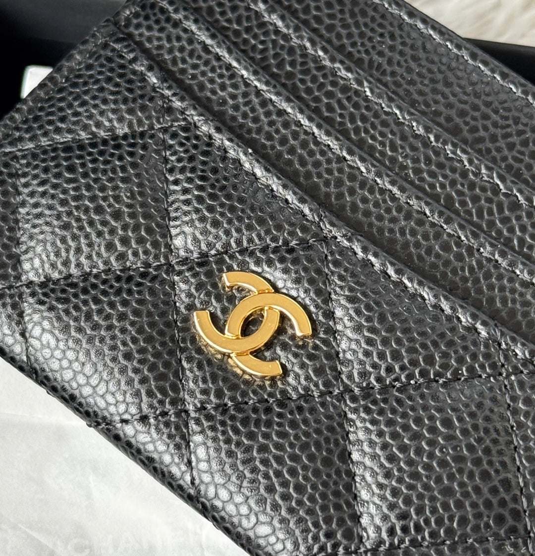 Chanel 25S Card Holder 11 in Black Caviar Gold Hardware