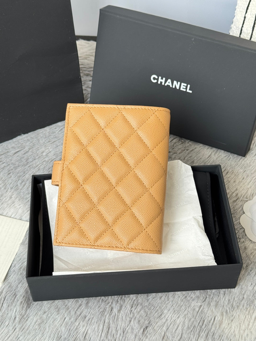 Chanel 25S Multi Purpose Passport Wallet 15 in Golden Caramel Calfskin Gold Hardware