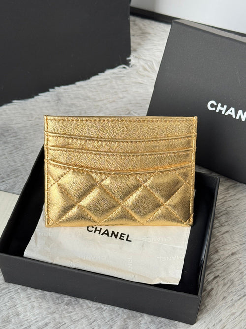 Chanel 25S Card Holder 11 in Gold Lambskin Gold Hardware