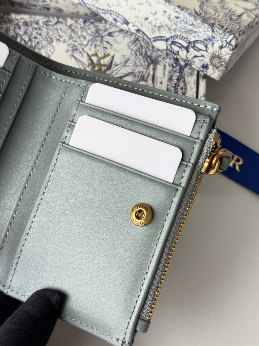 Chanel Dior 25S 30 Montaigne Dahlia Wallet 11 in Gray Dior Oblique Jacquard