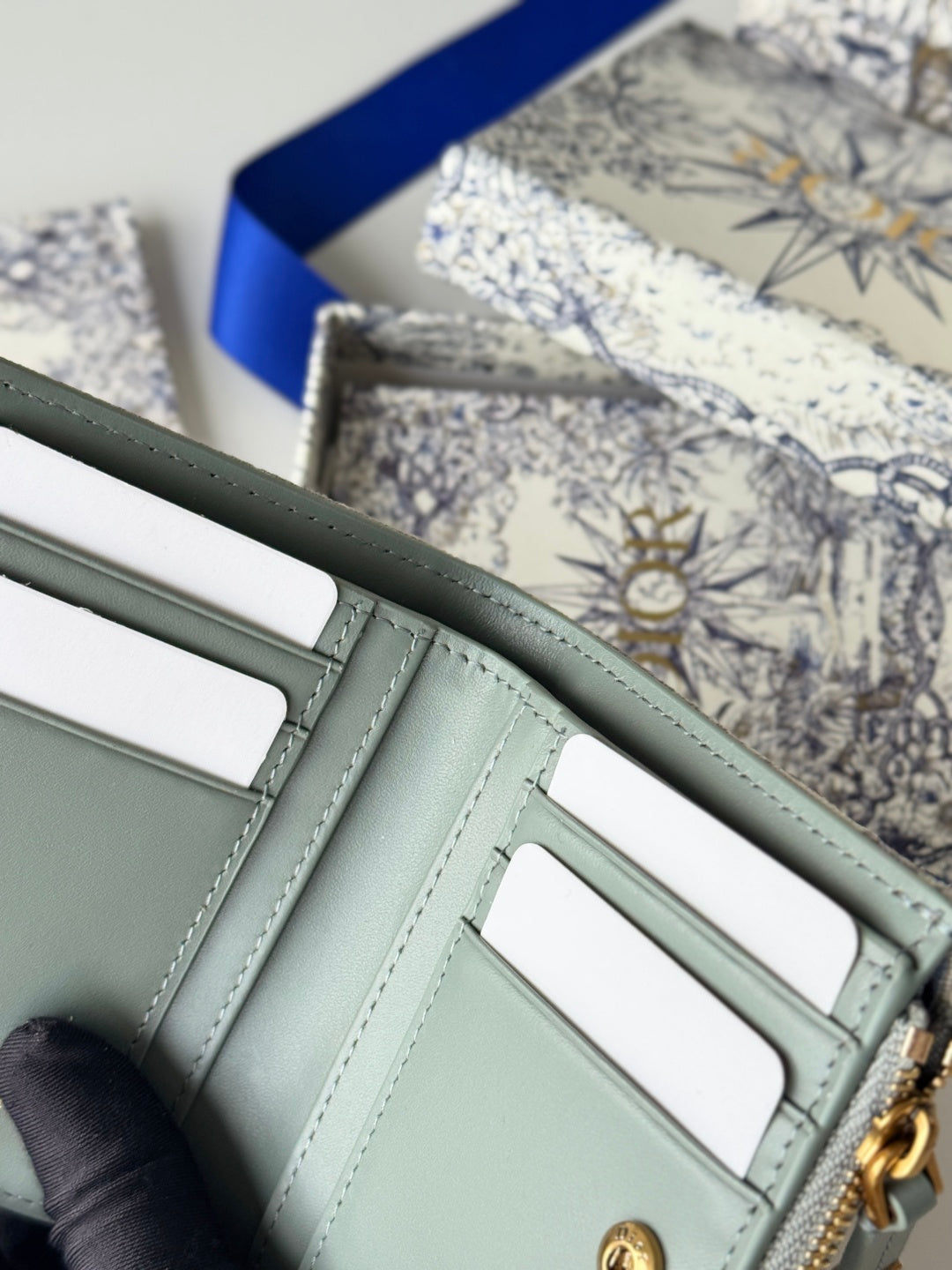 Chanel Dior 25S 30 Montaigne Dahlia Wallet 11 in Gray Dior Oblique Jacquard
