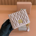 Miu Miu 26S Small Matelasse Card Holder 11 in Light Pink Calfskin Gold Hardware