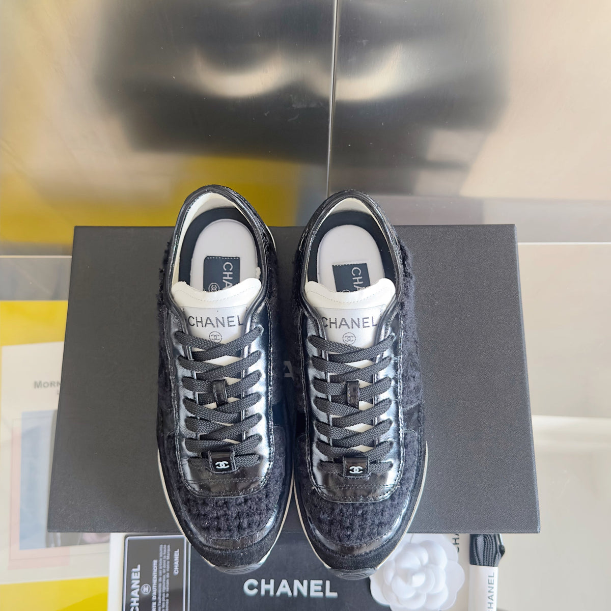 Chanel 25S Sneakers 20mm in Black Calfskin and Suede