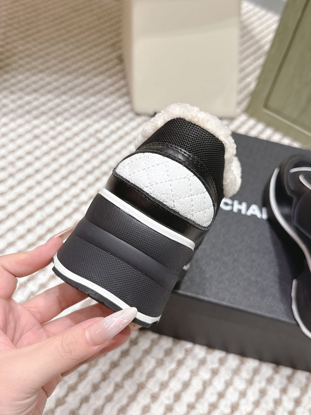 Chanel 25S Sneakers in Black Synthetic Fabric and Suede Calfskin