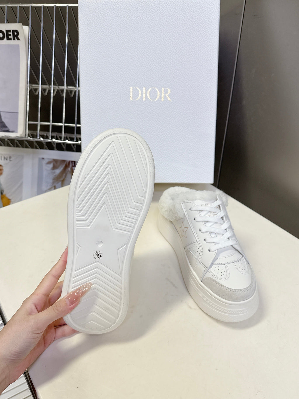 Dior 25S Star Sneakers 40 mm in White Lambskin and Wool
