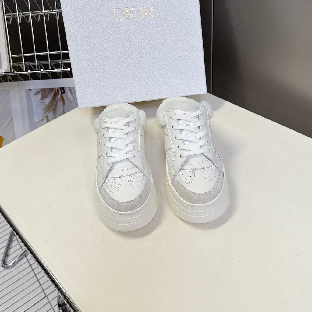 Dior 25S Star Sneakers 40 mm in White Lambskin and Wool