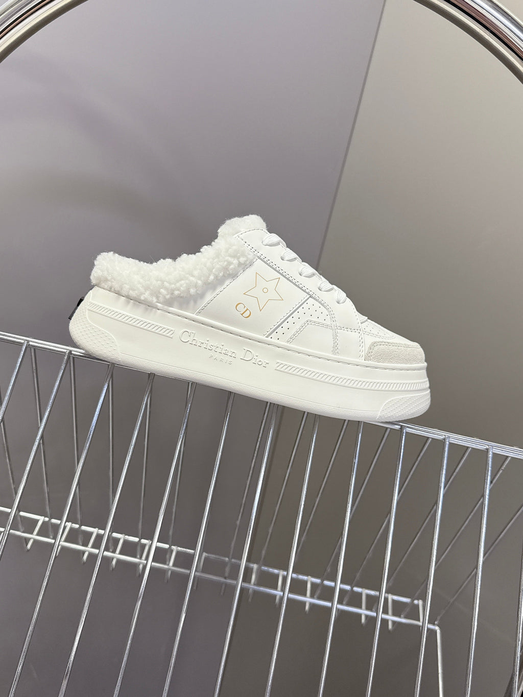 Dior 25S Star Sneakers 40 mm in White Lambskin and Wool