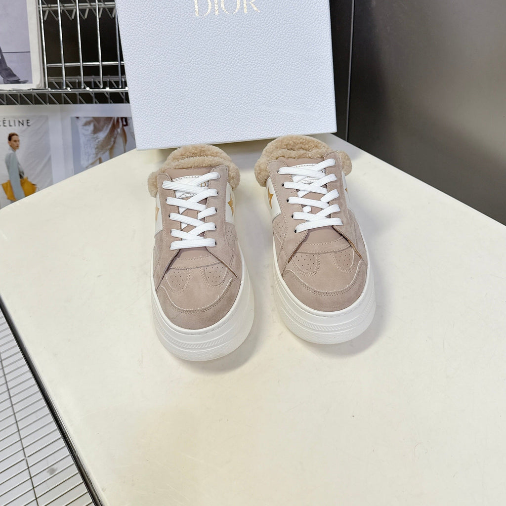 Dior 25S Star Sneakers 40 mm in Nude Pink Suede and Wool