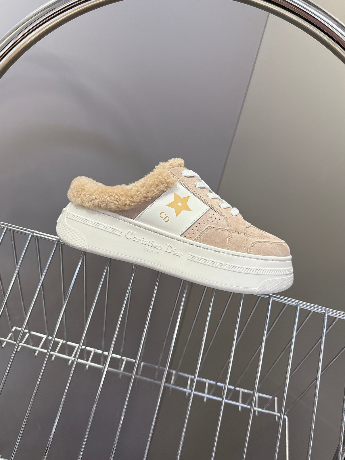 Dior 25S Star Sneakers 40 mm in Nude Pink Suede and Wool