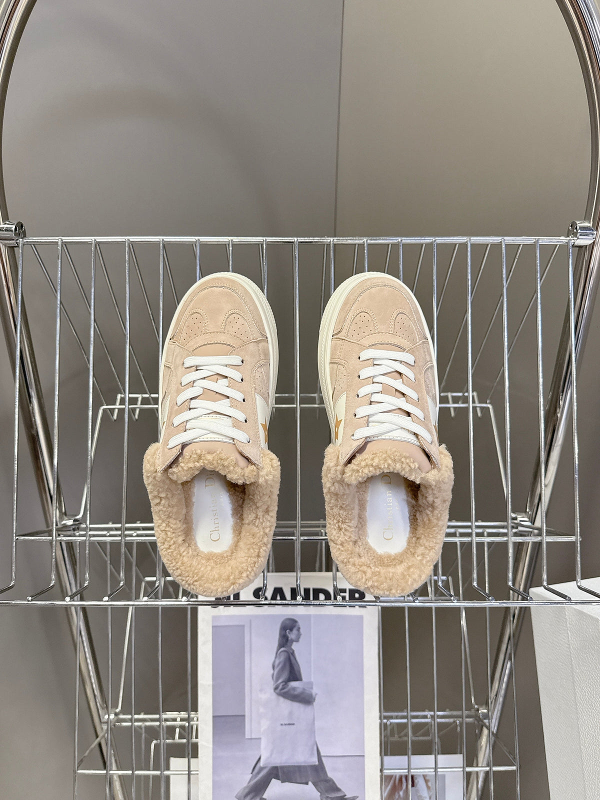 Dior 25S Star Sneakers 40 mm in Nude Pink Suede and Wool