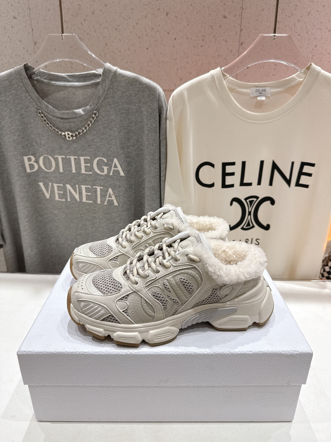 Dior Chrono Sneaker 25S in Cream White Lambskin and Mesh Fabric Style 8