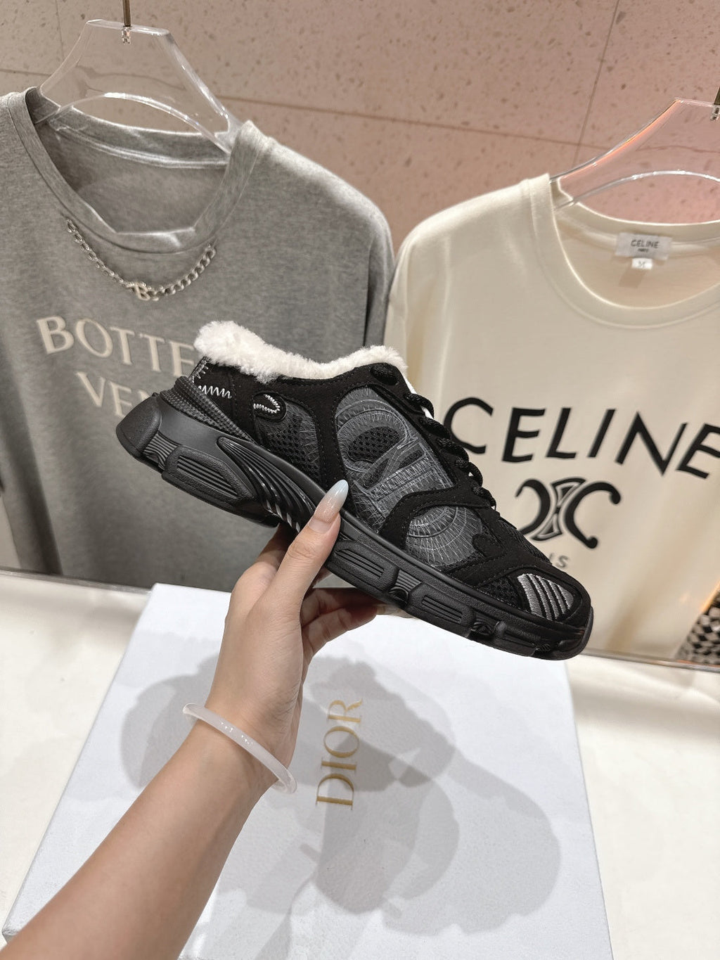 Dior Chrono Sneaker 25S in Black Suede and Mesh Fabric Style 6