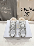 Dior Chrono Sneaker 25S in Silver Mix White Lambskin and Mesh Fabric Style 5