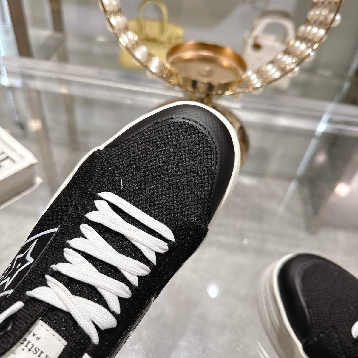 Dior CD Star Sneaker 4cm in Black and White Mesh Fabric