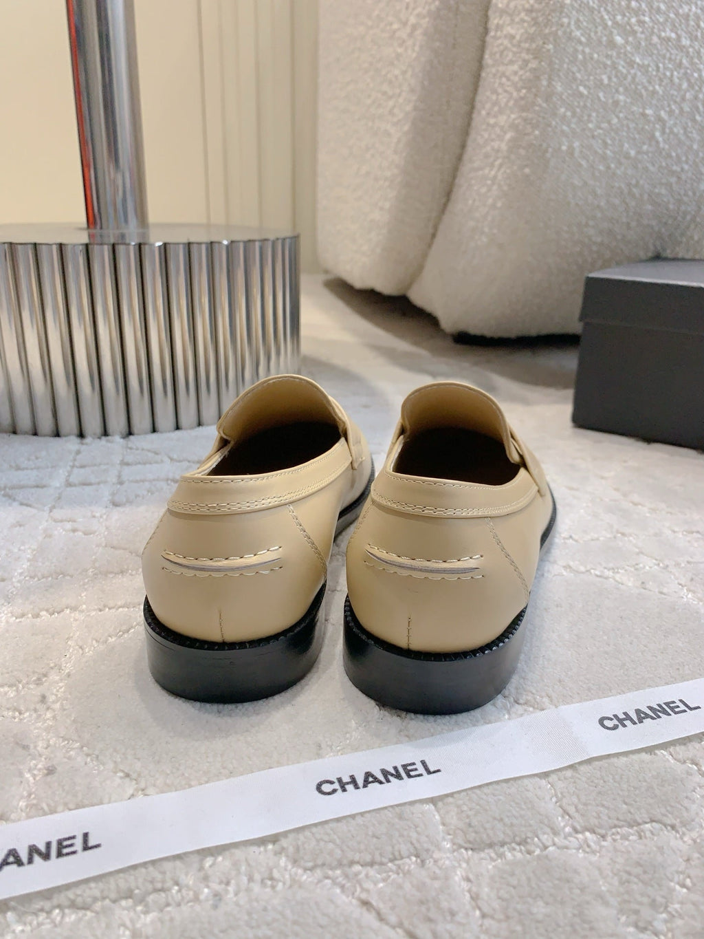 Chanel 25S Moccasins in Beige Calfskin Gold Hardware